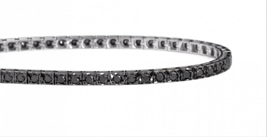 bracciale tennis in oro bianco 18k e diamanti naturali neri 2,70ct