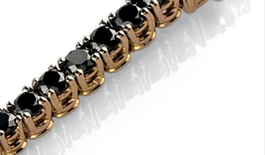 bracciale tennis in oro giallo 18k e diamanti naturali neri 2,70ct