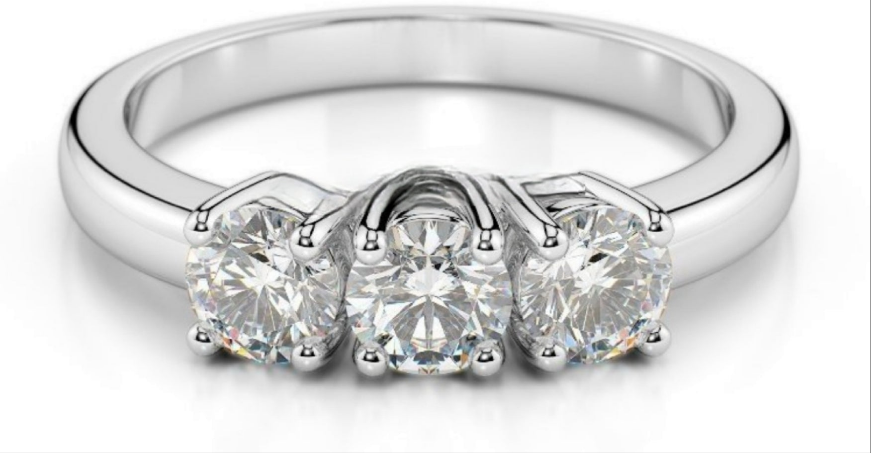 anello trilogy in oro bianco 18k con 3 diamanti naturali 0,60ct