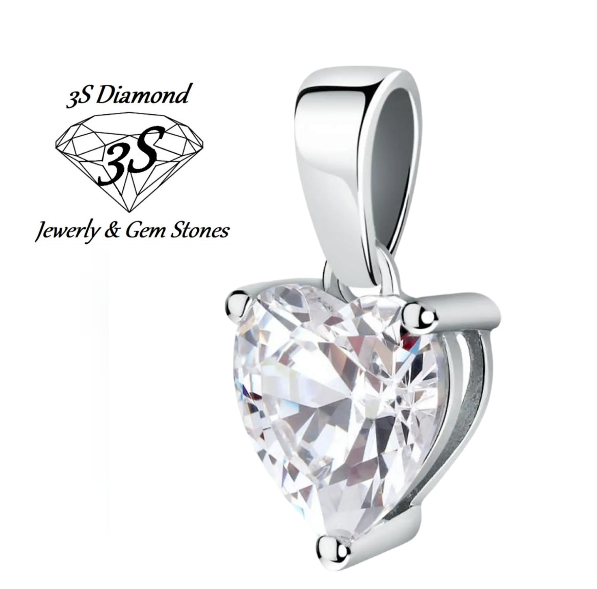 Heart-cut light point pendant in white gold and 0.15 ct natural diamond