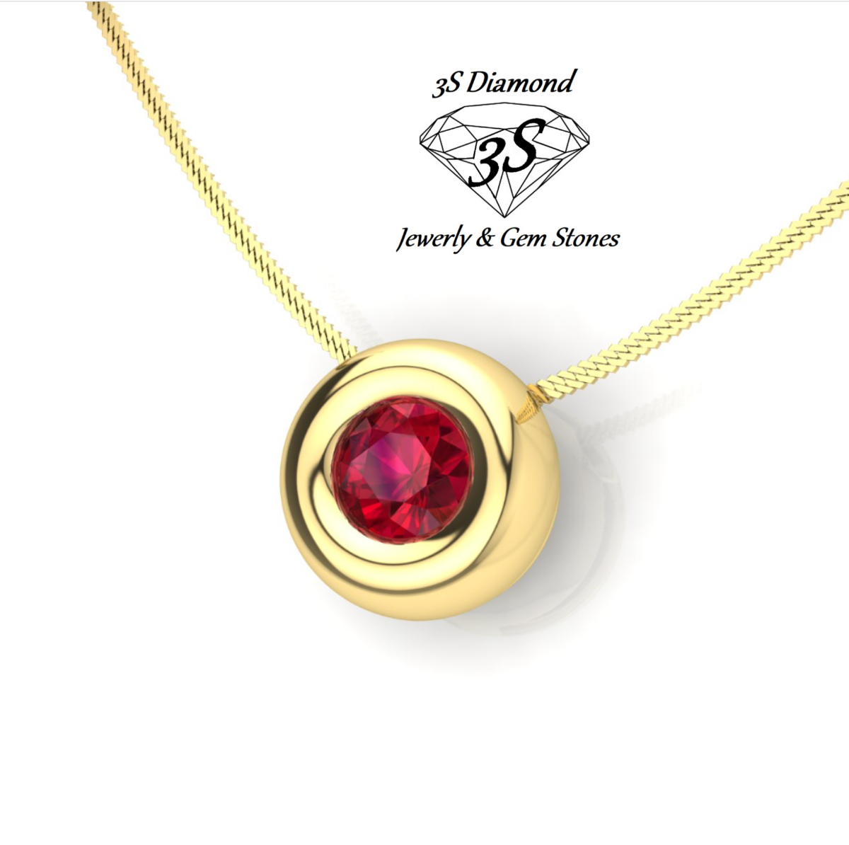 Collar de punto de luz dorado con rubí natural de 0,50 ct