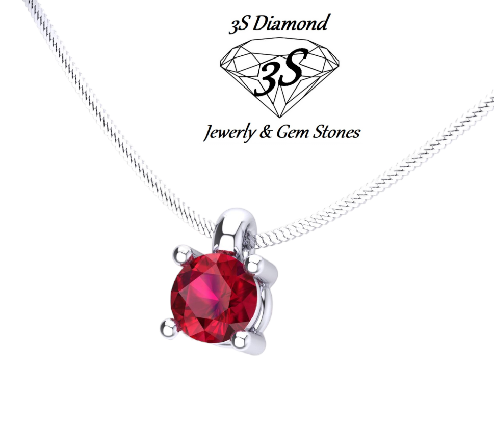 White gold light point necklace with 0.50ct natural ruby