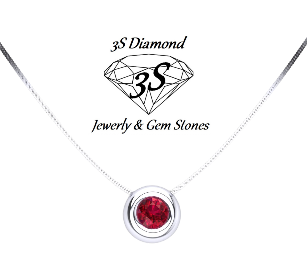 Collar de punto de luz dorado con rubí natural de 0,50 ct