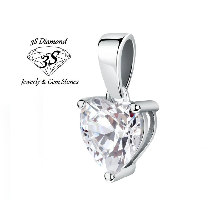 Heart-cut light point pendant in white gold and 0.15 ct natural diamond