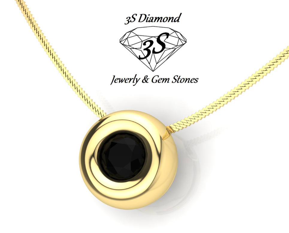 Light point pendant in yellow gold with 0.50 ct natural black diamond
