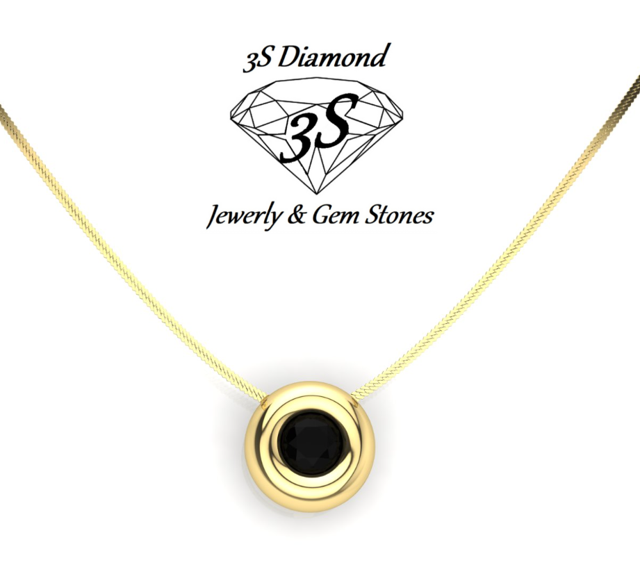 Light point pendant in yellow gold with 0.50 ct natural black diamond