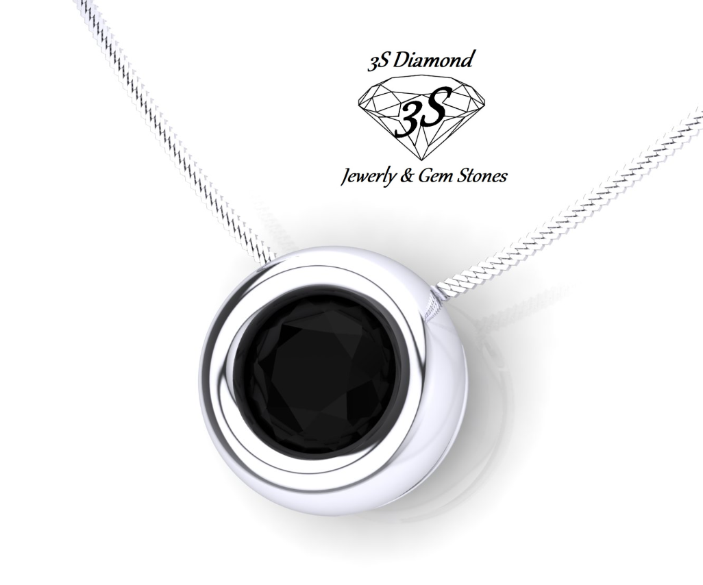 Light point pendant in 18k white gold with 0.50 ct natural black diamond