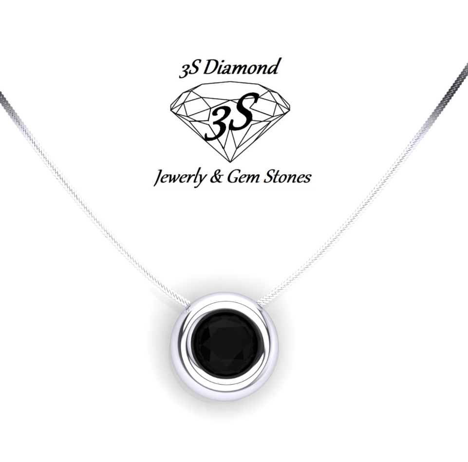 Light point pendant in 18k white gold with 0.50 ct natural black diamond