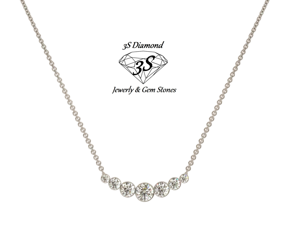 Collar de oro blanco con 7 diamantes naturales de 0,88 ct