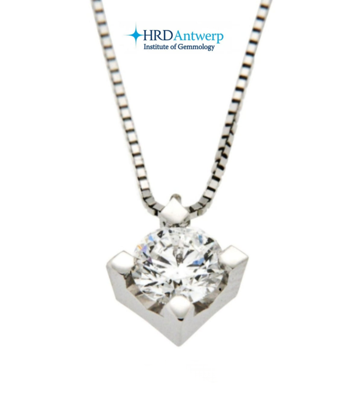 HRD certified light point necklace in white gold with 0.10ct E VVS1 natural diamond