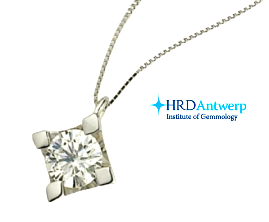 HRD certified light point necklace in white gold with 0.10ct E VVS1 natural diamond