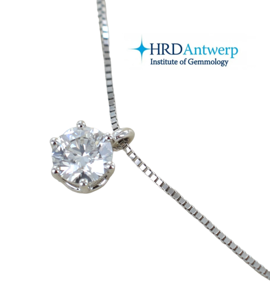 Collar de punto de luz con certificación HRD en oro blanco con diamante natural D VVS1 de 0,60 ct