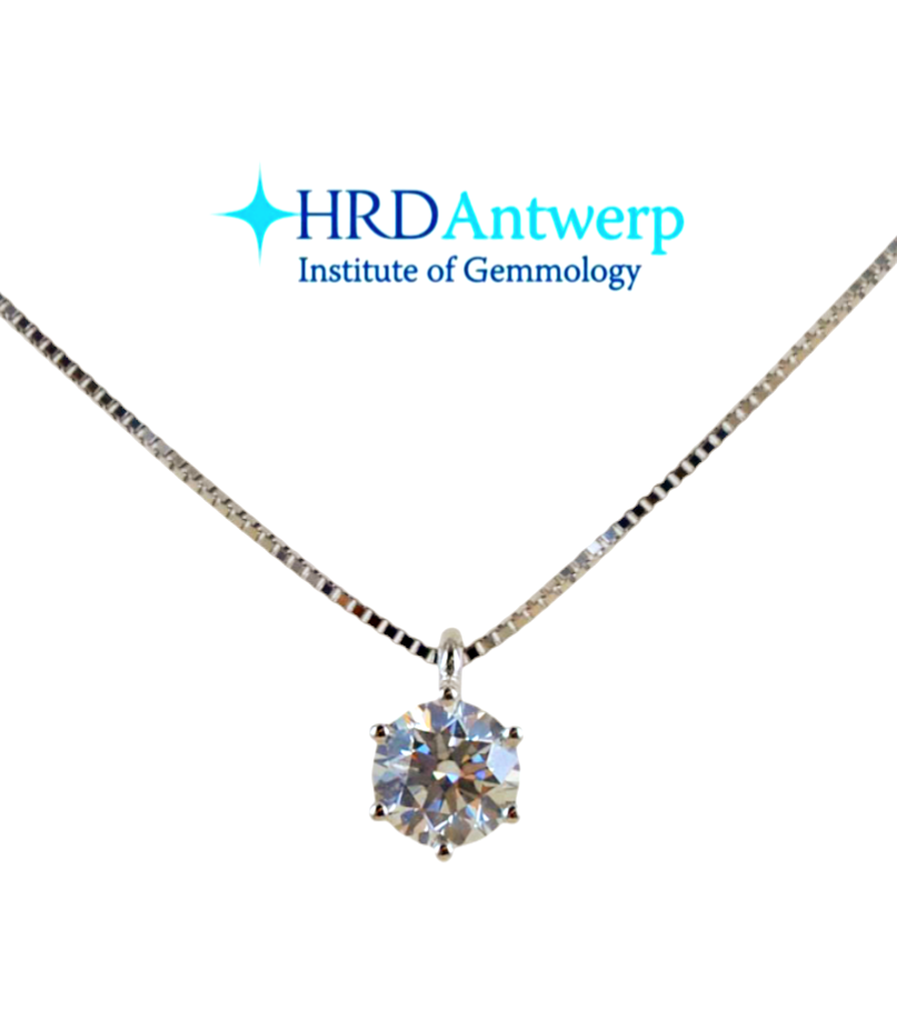 Collar de punto de luz con certificación HRD en oro blanco con diamante natural D VVS1 de 0,60 ct