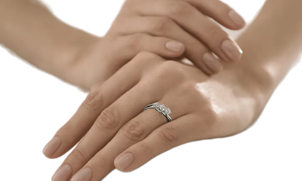 Anello Trilogy certificato HRD con 3 diamanti naturali 0,74 ct
