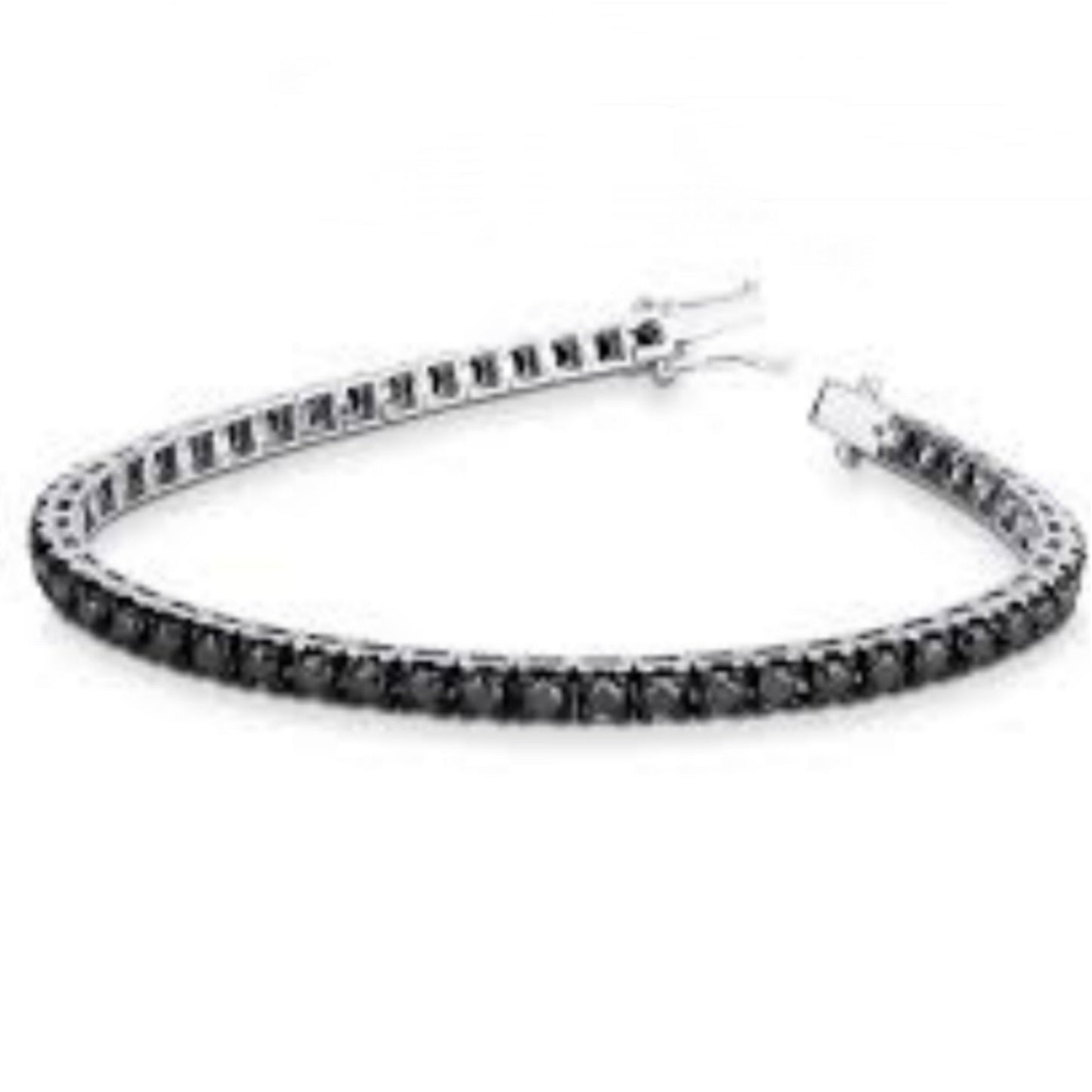 bracciale tennis in oro bianco 18k e diamanti naturali neri 2,70ct