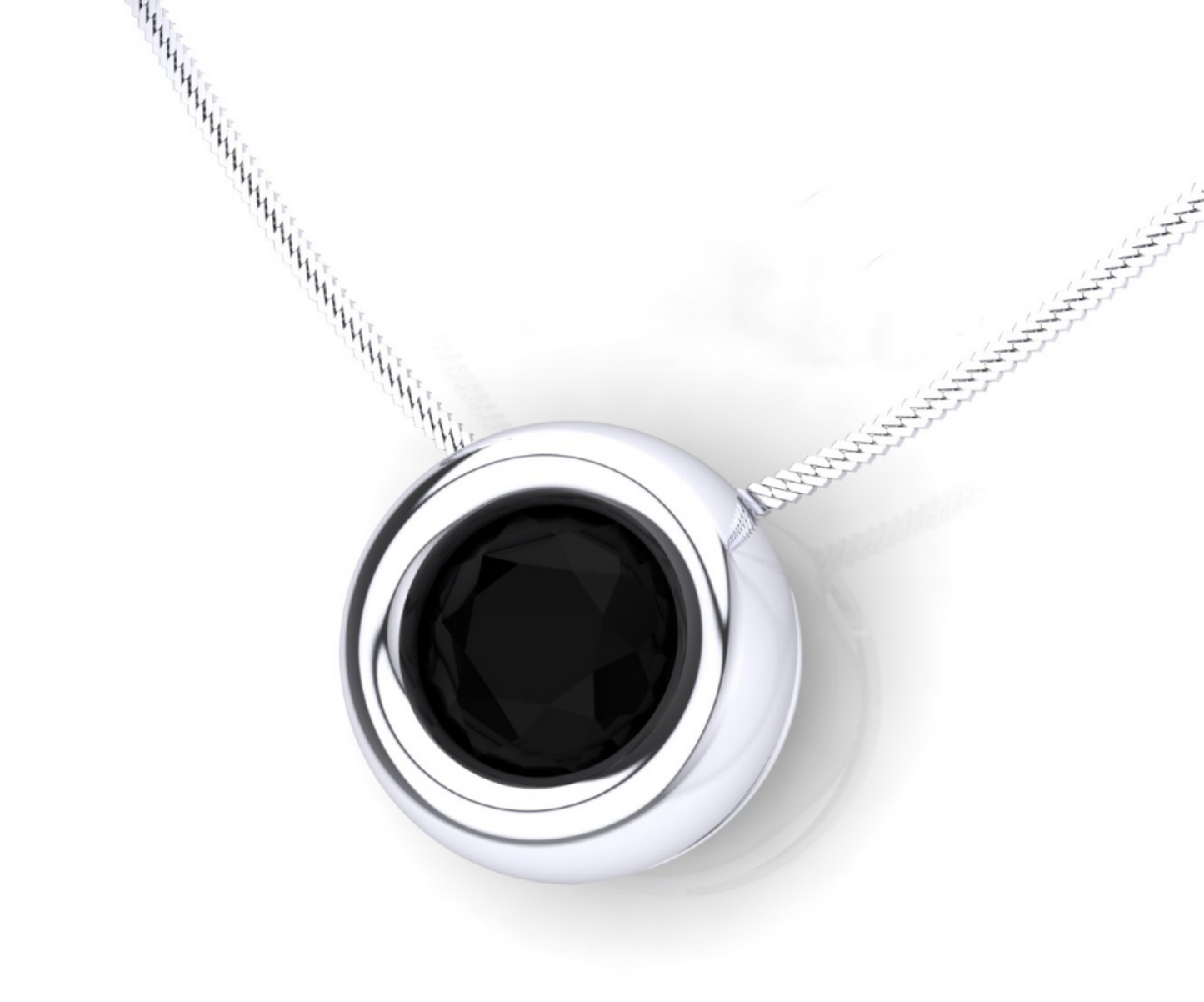 Light point pendant in 18k white gold with 0.50 ct natural black diamond