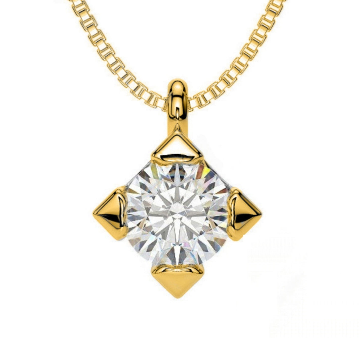 Colgante de punto de luz cuadrado en oro amarillo de 18 k con diamantes naturales de 0,25 ct