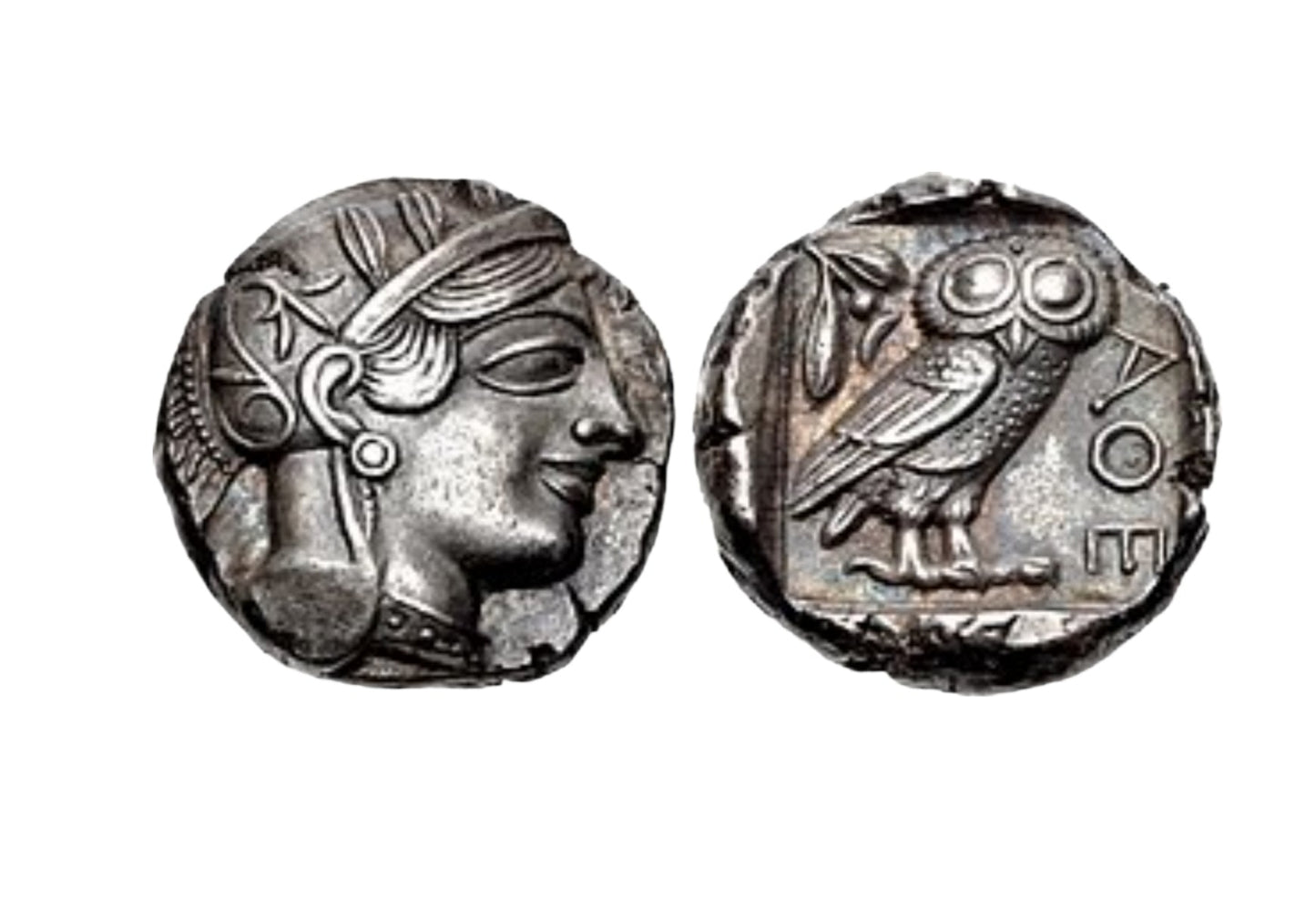 Moneda de plata antigua 999,9 Grecia, Ática Attens Atenea 454-404 a. C.
