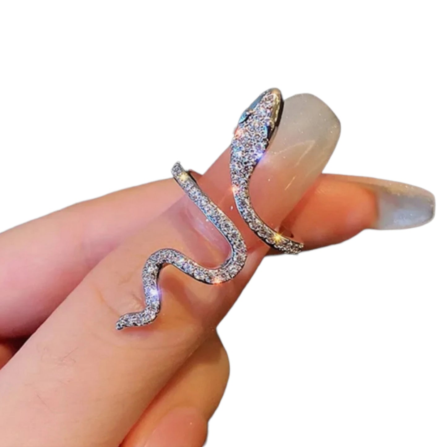 anello modello serpente in oro bianco 18k con brillantini naturali 1,5ct