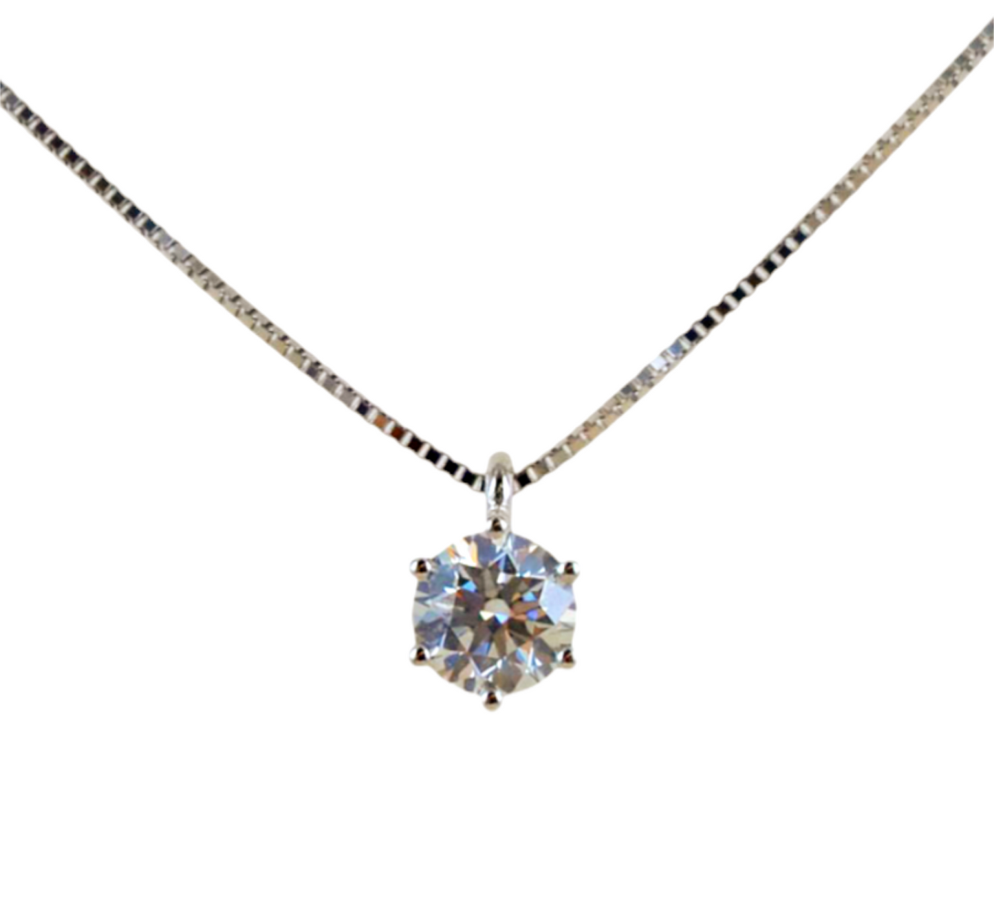 Collar de punto de luz con certificación HRD en oro blanco con diamante natural D VVS1 de 0,60 ct