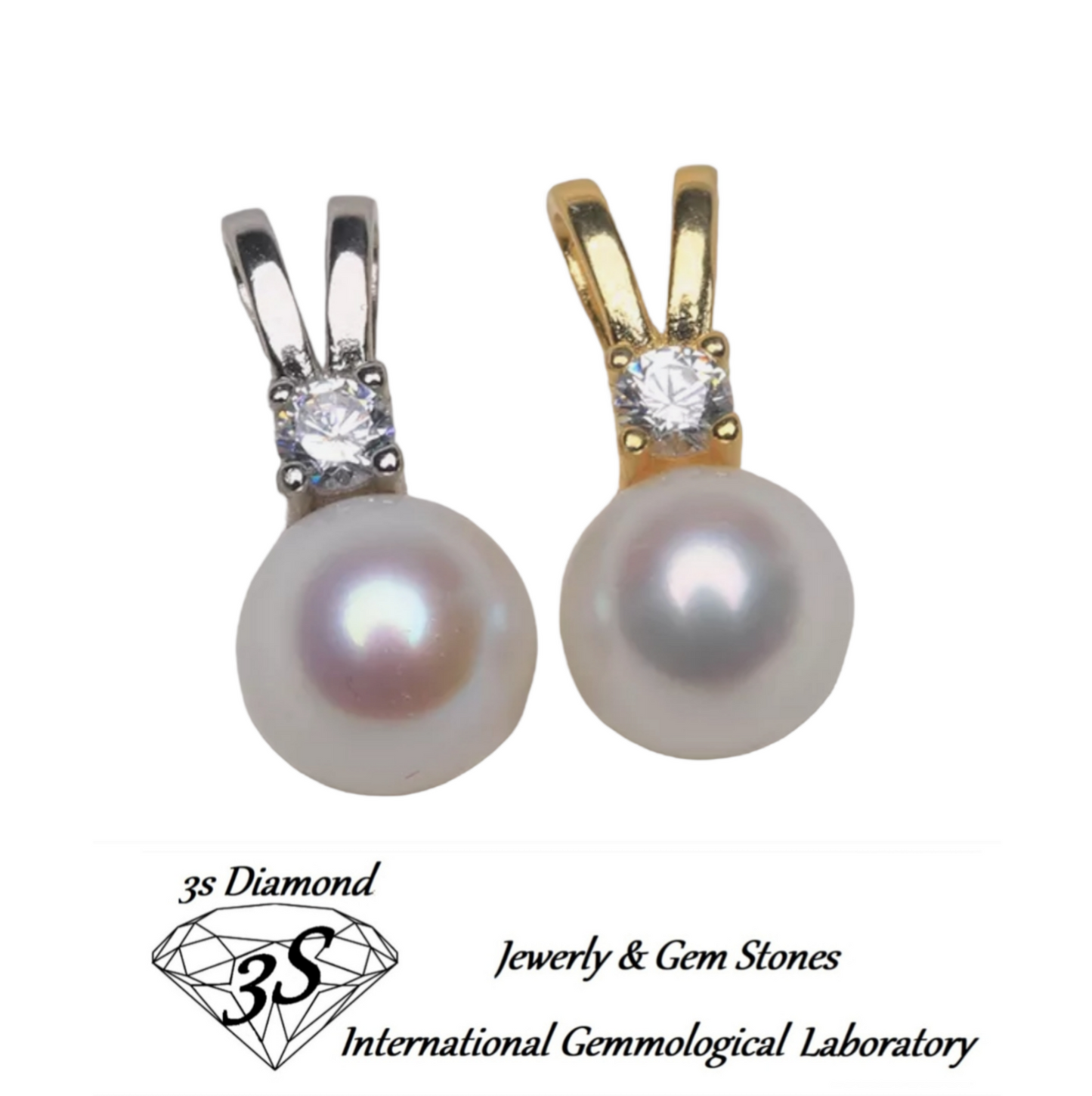 Colgante de oro con perla australiana natural y diamante natural de 0,10 ct