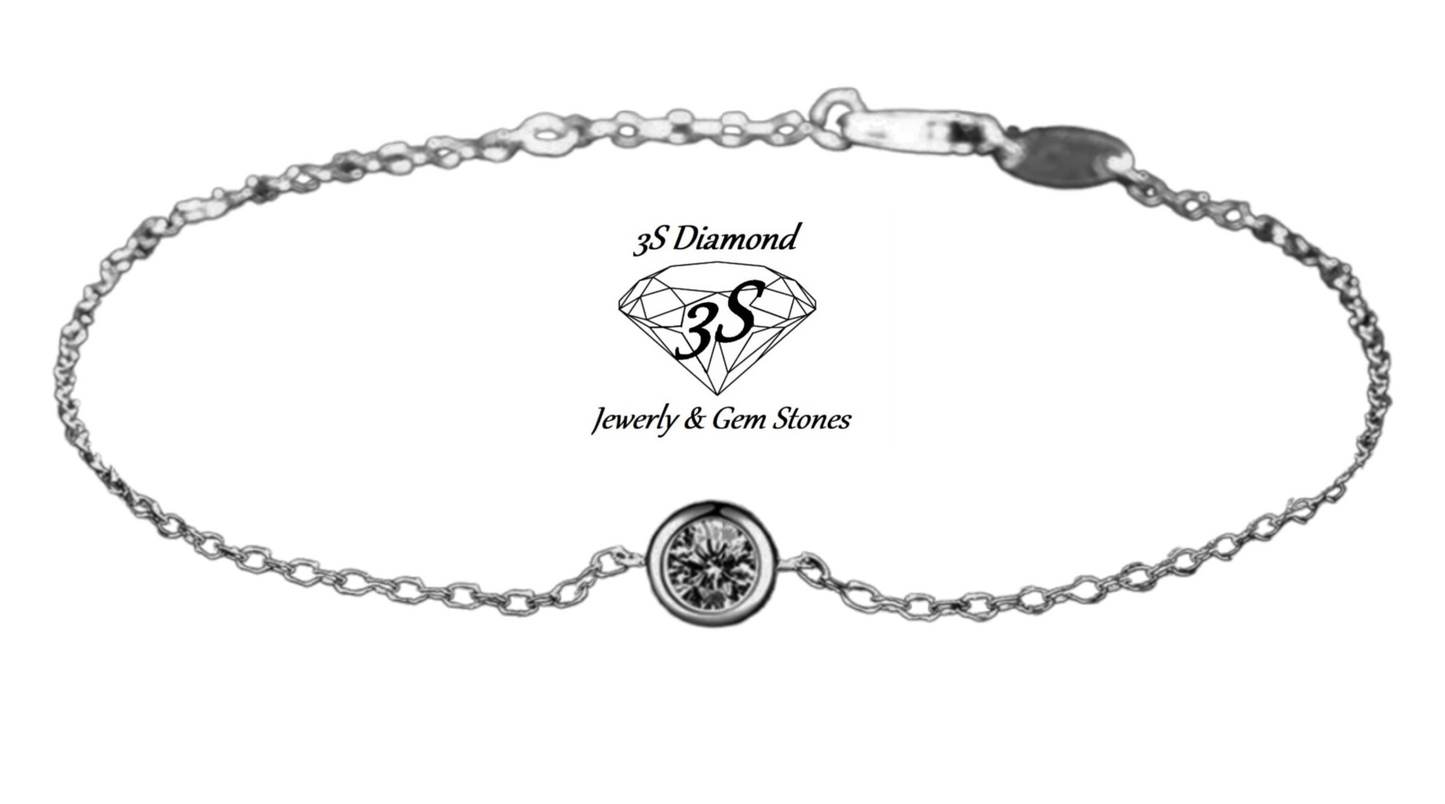 bracciale in oro bianco 18k e 1 diamante natural centrale 0,10ct