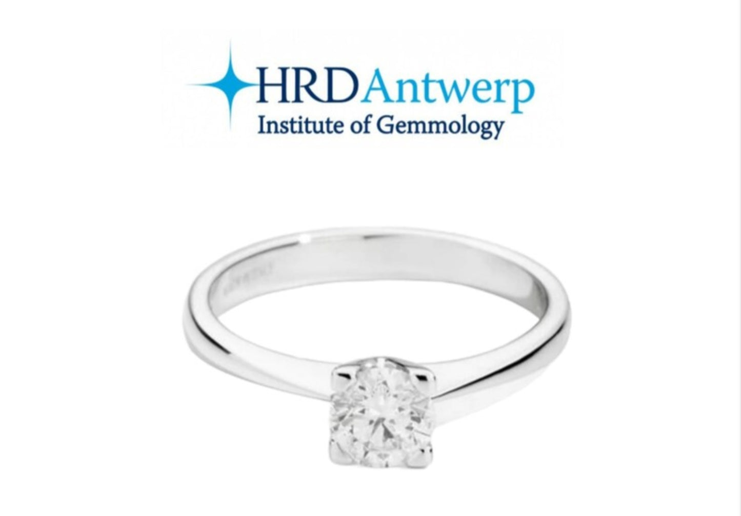 anello solitario certificato HRD in oro bianco 18k e diamante naturali centrale 0,34ct