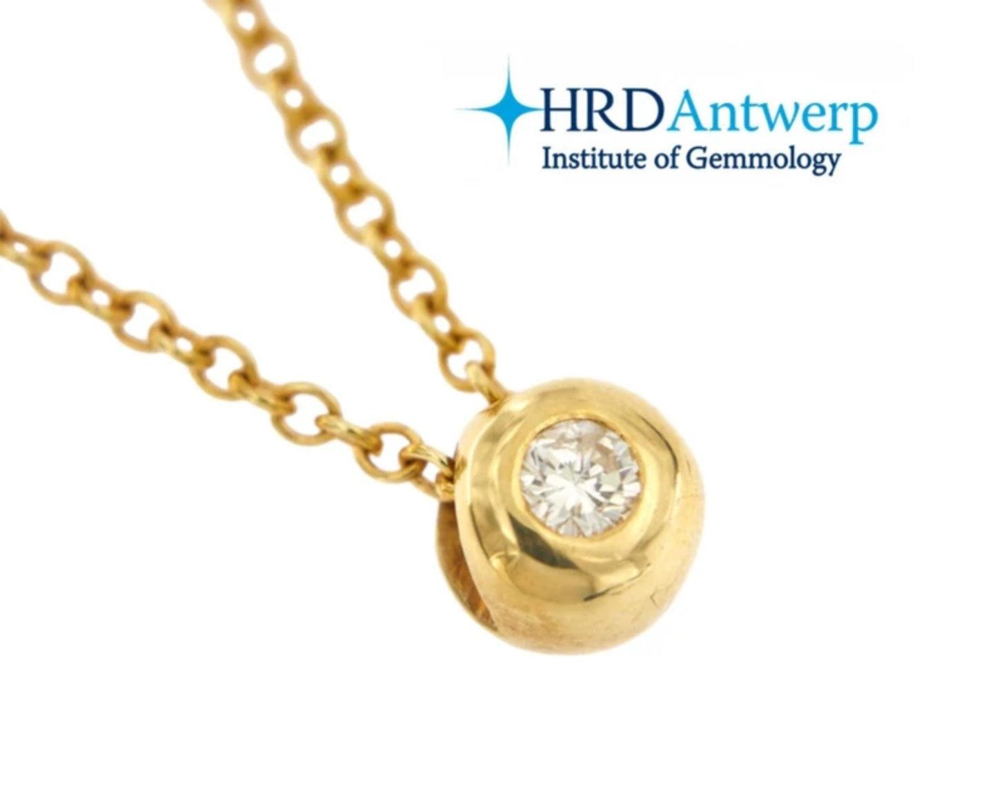 Colgante de cebolla con certificación HRD en oro blanco y diamantes naturales de 0,07 ct