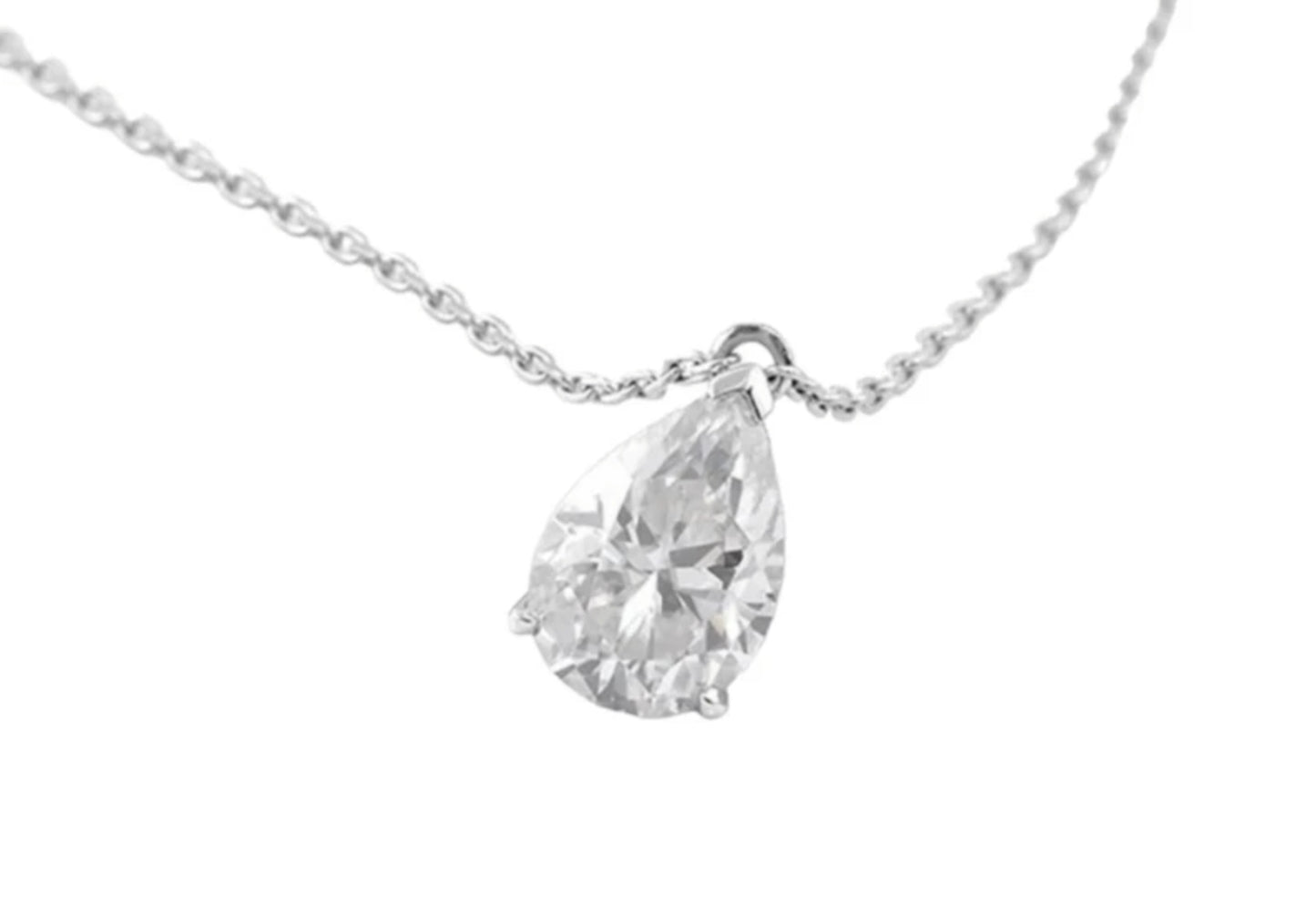 Colgante de punto de luz con corte de gota certificado por HRD en oro blanco y diamante natural de 0,20 ct