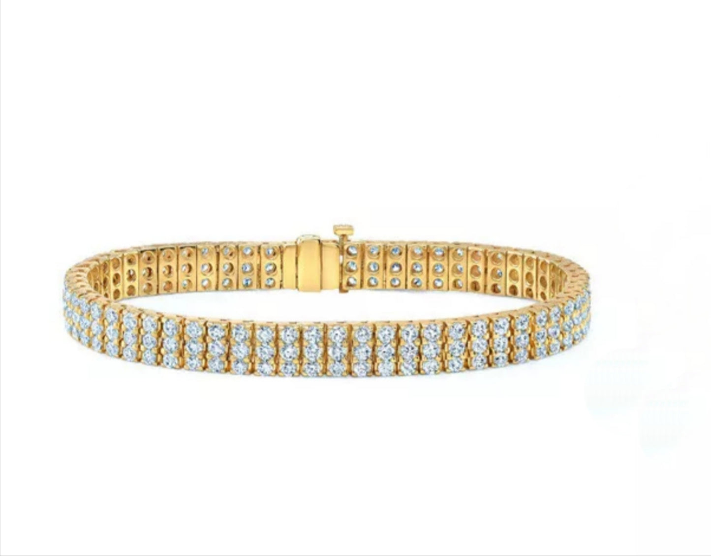 Bracciale tennis in 3 Fila diamante naturale Taglio Rotondo 6.72CT