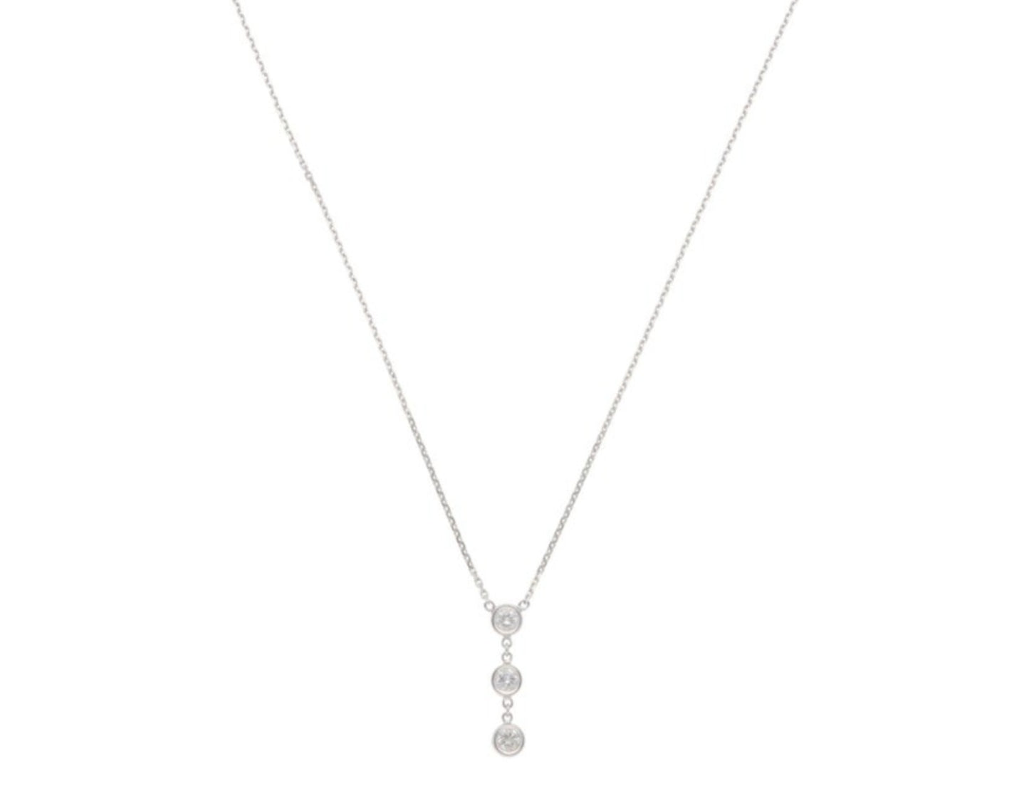 Collar trilogía oro blanco 18k con 3 diamantes naturales 0,30ct