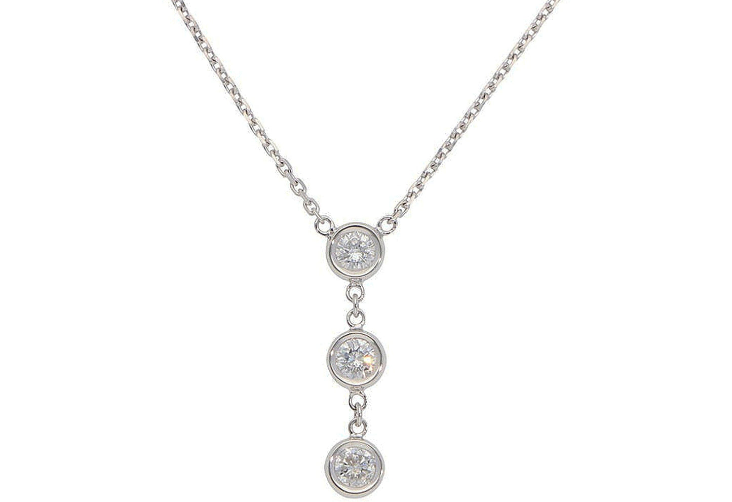 Collar trilogía oro blanco 18k con 3 diamantes naturales 0,30ct