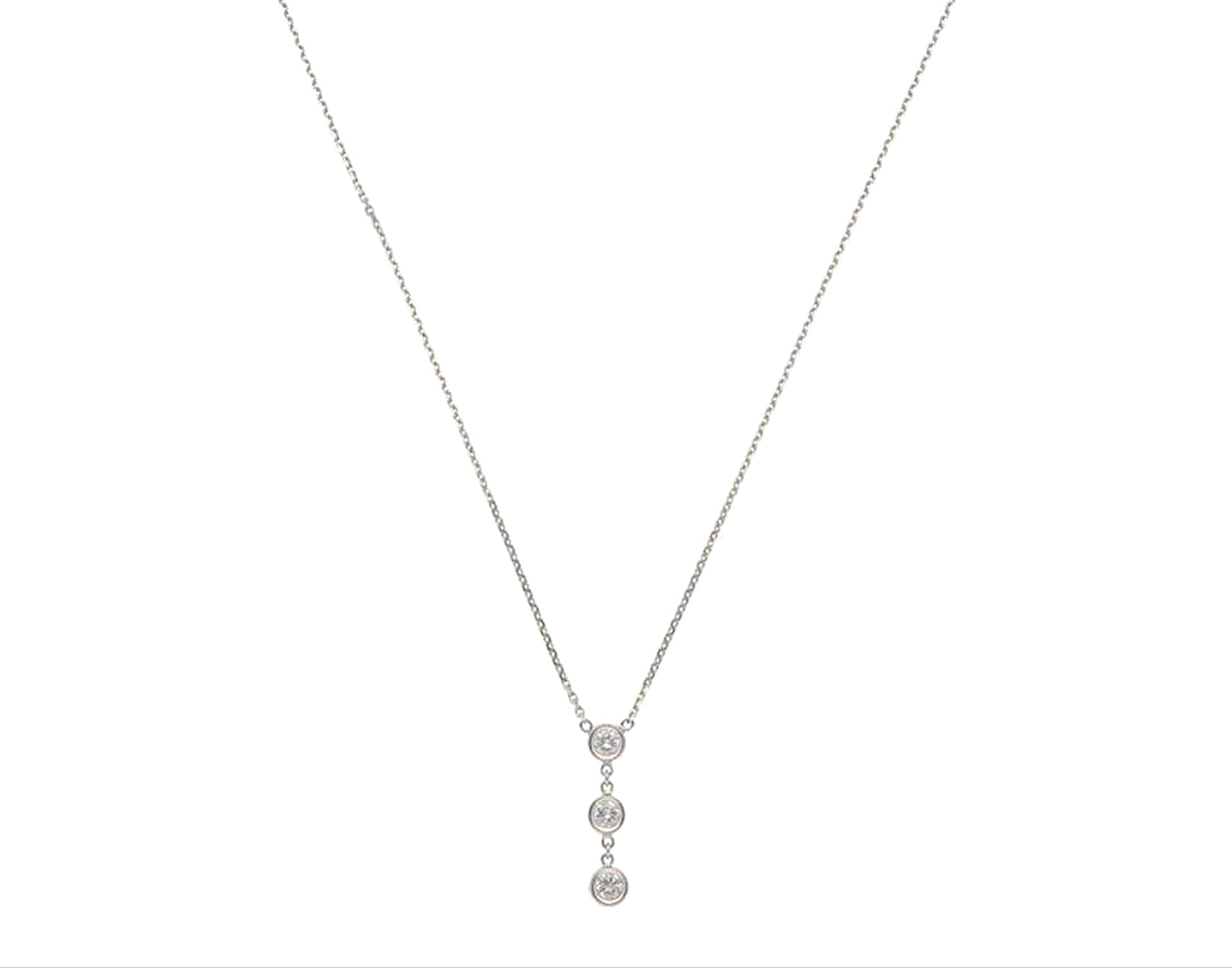 Collar trilogía oro blanco 18k con 3 diamantes naturales 0,30ct