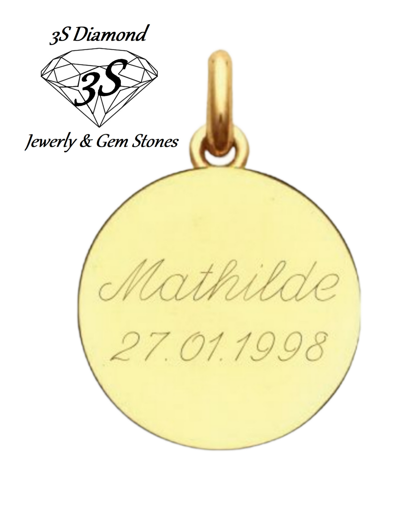 Colgante personalizado oro 18k redondo 2cm