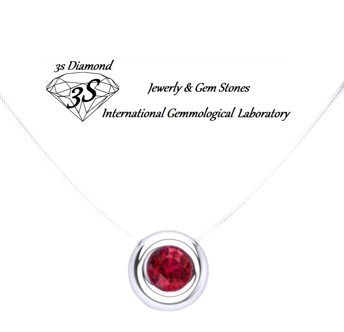 onion light point pendant in 18k white gold and 0.30 ct natural ruby