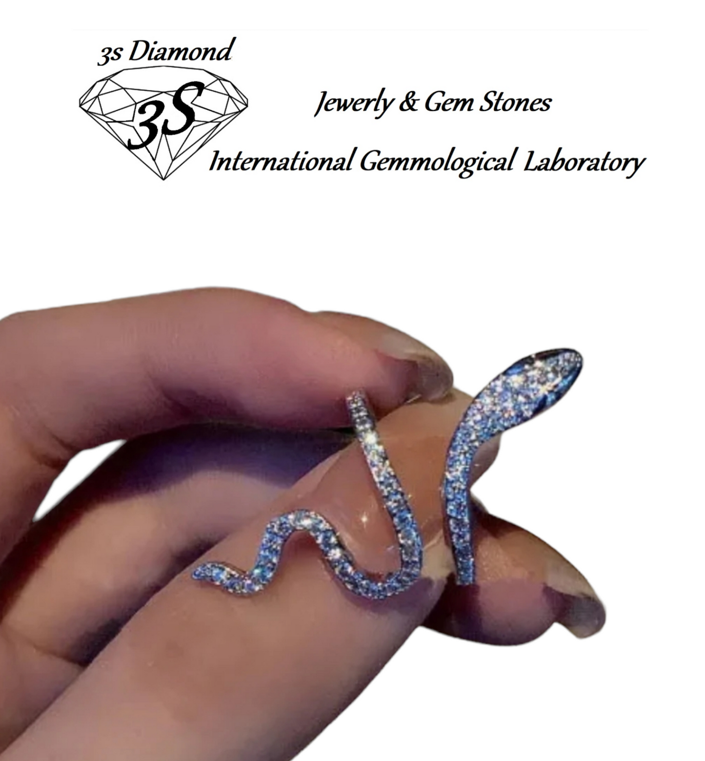 anello modello serpente in oro bianco 18k con brillantini naturali 1,5ct