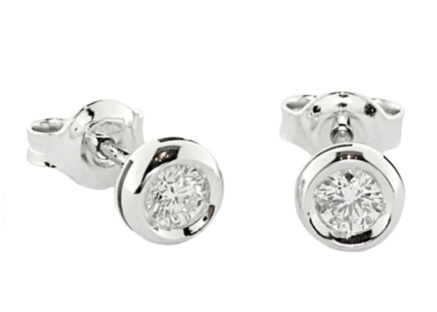 orecchini punto luce a cipollina in oro bianco 18k e 2 diamanti naturali 0,20ct