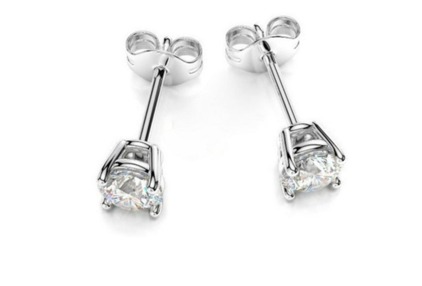 orecchini punto luce in oro bianco 18k e 2 diamanti naturali 0,20ct