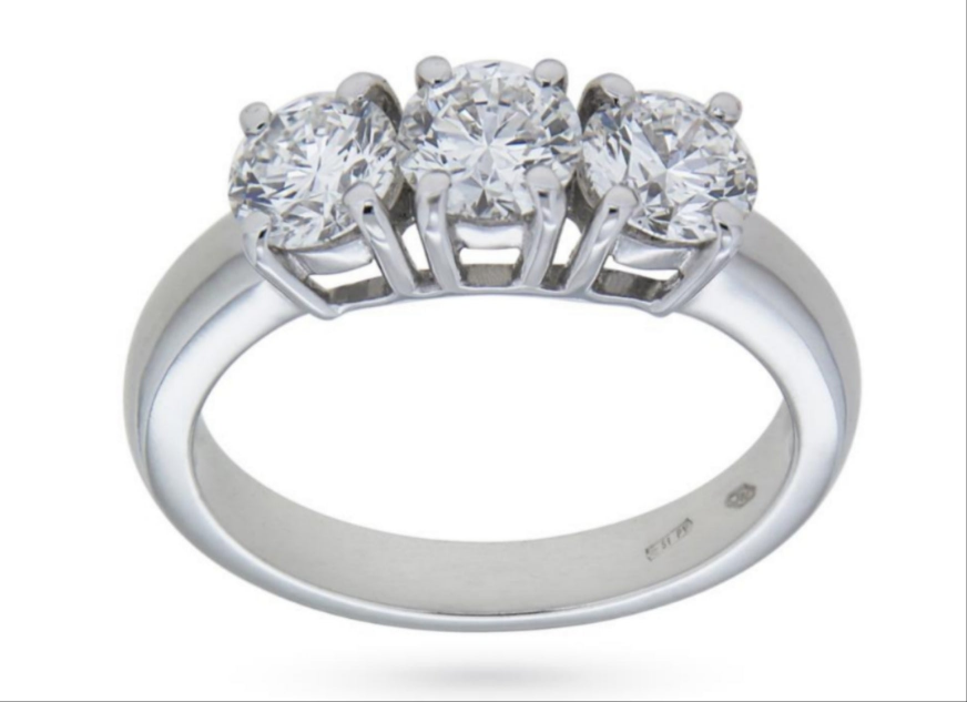 anello trilogy in oro bianco 18k con 3 diamanti naturali 0,60ct