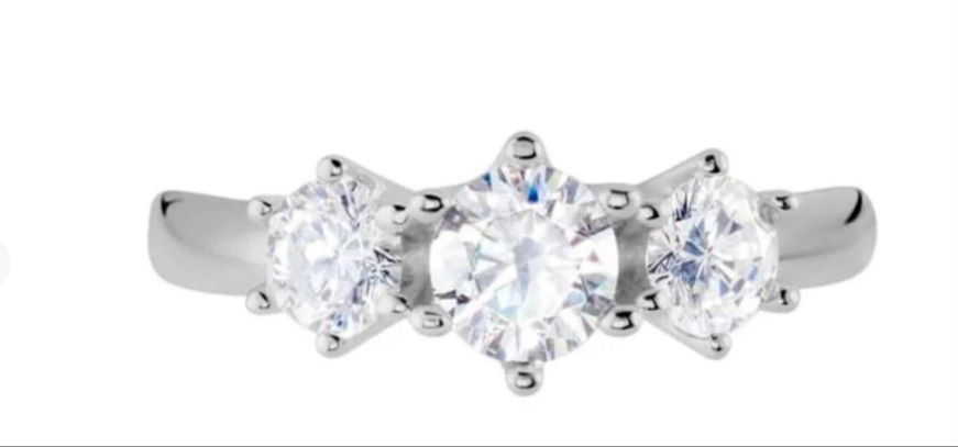 anello trilogy modello tifany oro bianco 18k con diamanti  0,90ct