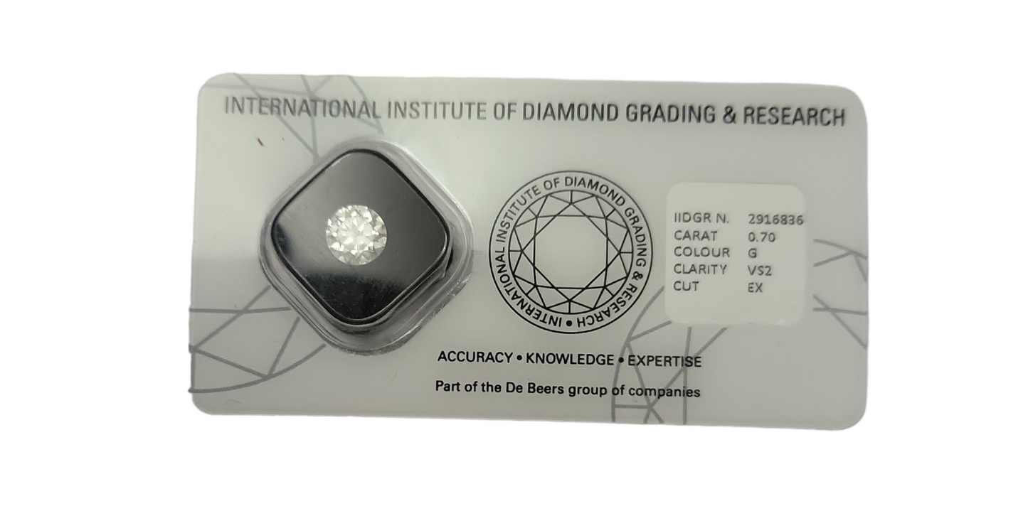 certified natural diamond brilliant cut 0.70 ct color G VS2