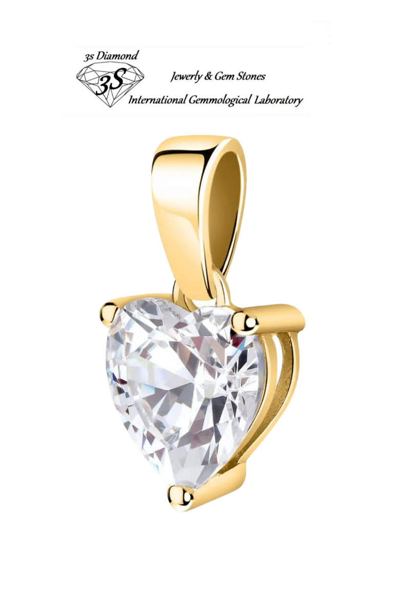 Heart-cut light point pendant and natural diamond 0.20 ct
