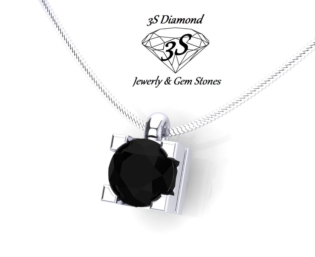 Light point necklace with 0.55 ct natural black diamond