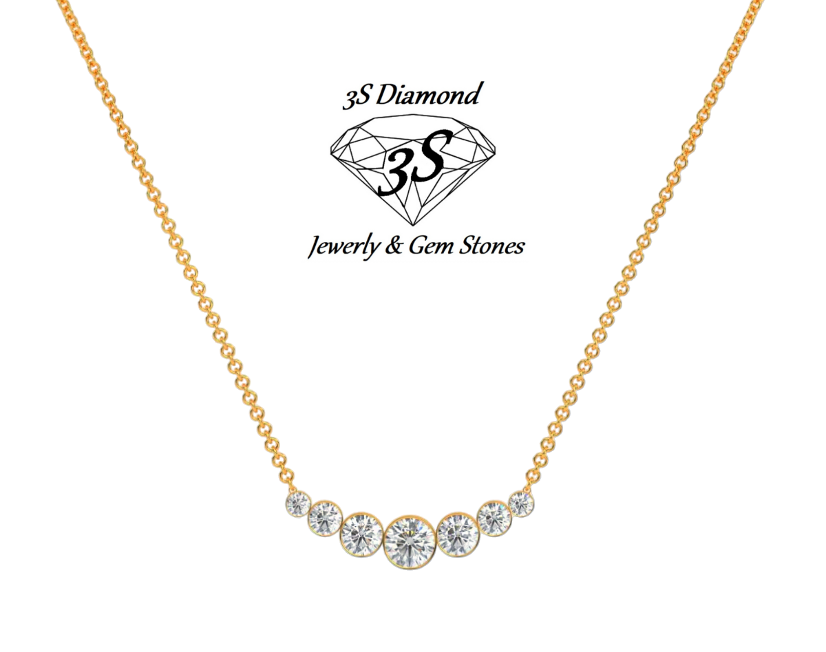 Necklace with 18k 750 yellow gold and 7 natural diamonds of 0.88 ct