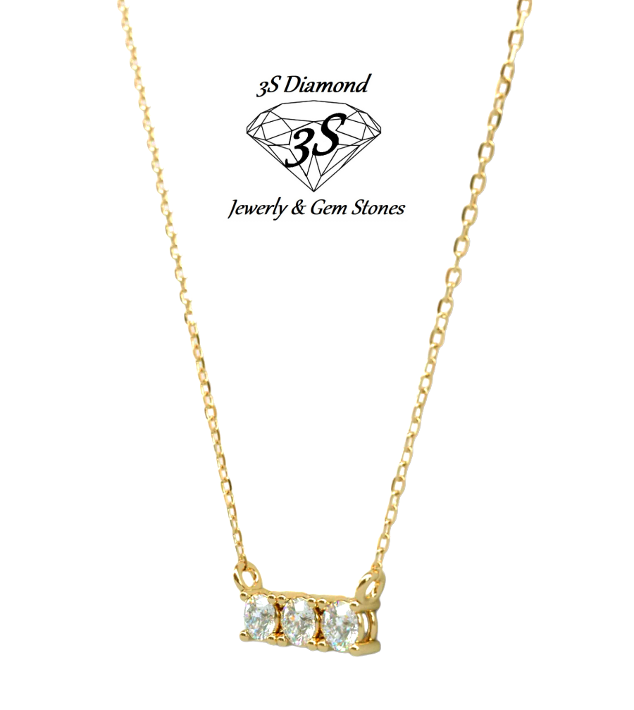 Collar trilogía oro amarillo con 3 diamantes naturales 0,45 ct