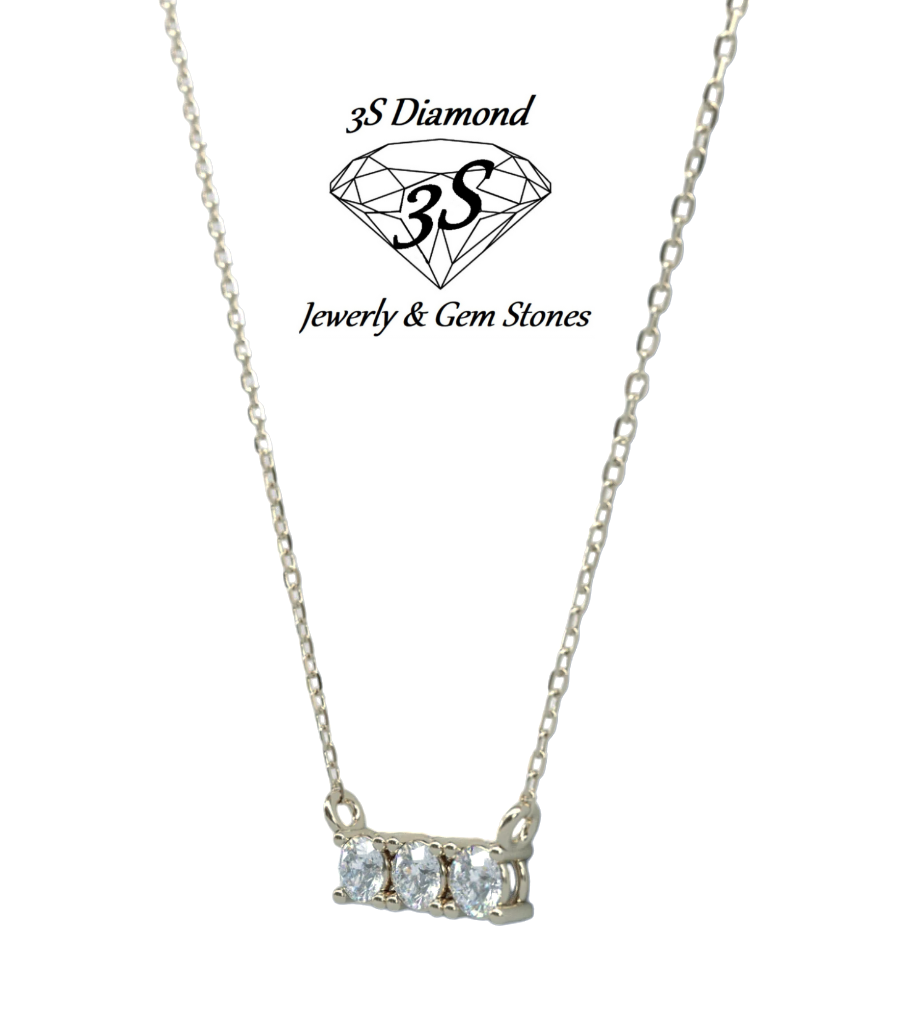 Trilogy necklace in white gold with 3 natural diamonds 0.30ct