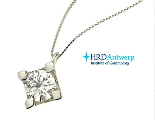Collar de punto de luz con certificación HRD en oro blanco con diamante natural E VVS1 de 0,10 ct