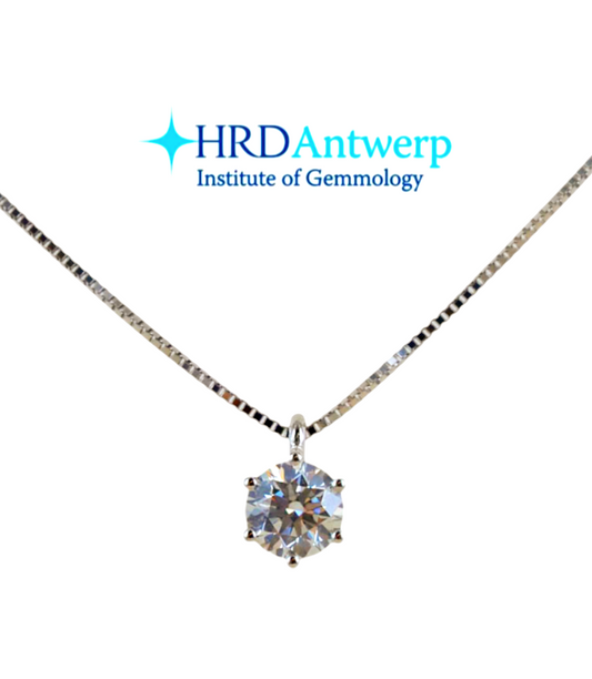 Collar de punto de luz con certificación HRD en oro blanco con diamante natural D VVS1 de 0,60 ct