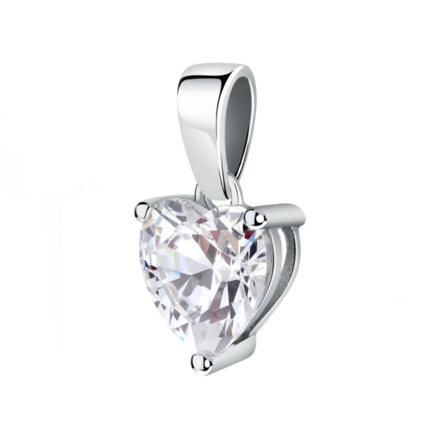 Heart-cut light point pendant in white gold and 0.15 ct natural diamond