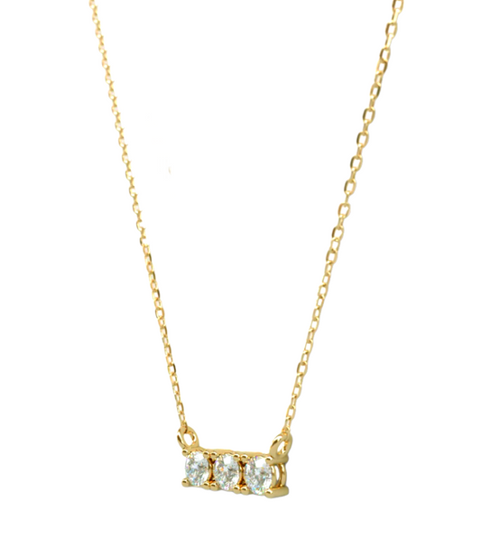 Collar trilogía oro amarillo con 3 diamantes naturales 0,45 ct